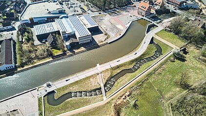 Fischaufstiegs- und -abstiegsanlage von oben