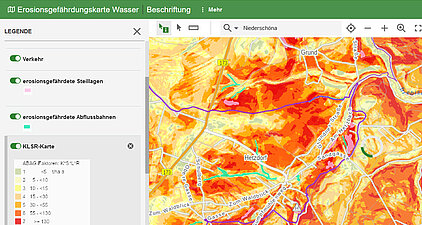 Karte der Erosionsgefährdung, Gemeinde Halsbrücke